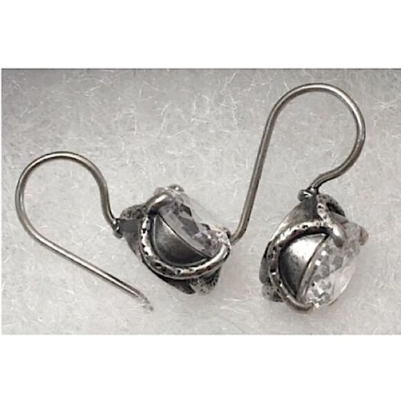SILPADA Sterling Silver Faceted Round Cut Cubic Zirconia Center Stage Earrings - Picture 9 of 10